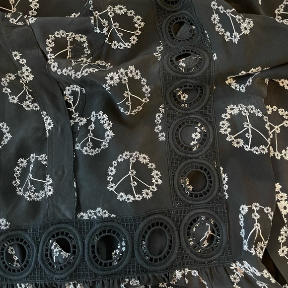 Sandro Paris Black Silk Flower Peace Sign Short Dress - Picture 8 of 8